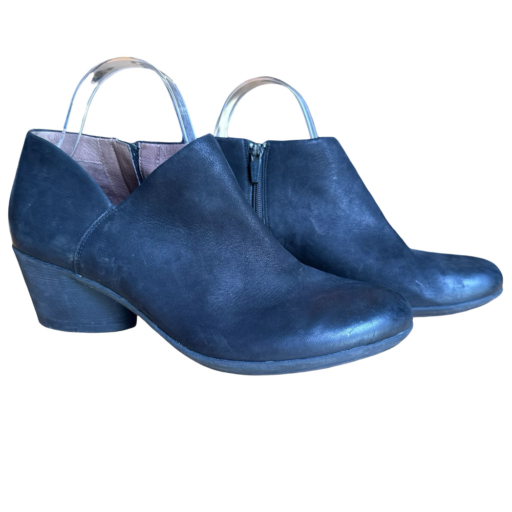 Dankso Raina Block Heel Ankle Boots Booties Nubuck Leather Black 41 / 10.5 / 11